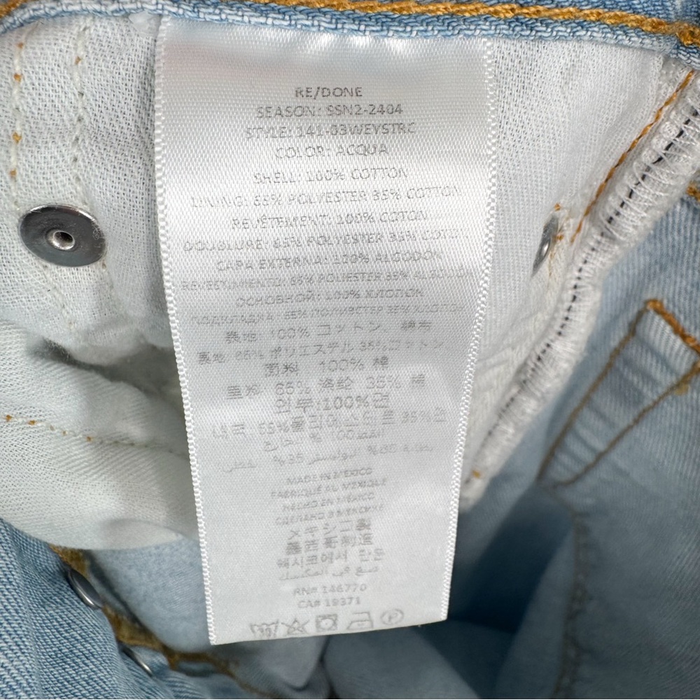 RE/DONE Easy Straight Crop Light Wash Button Fly High Rise Jeans Women’s Size 24 - Picture 11 of 11